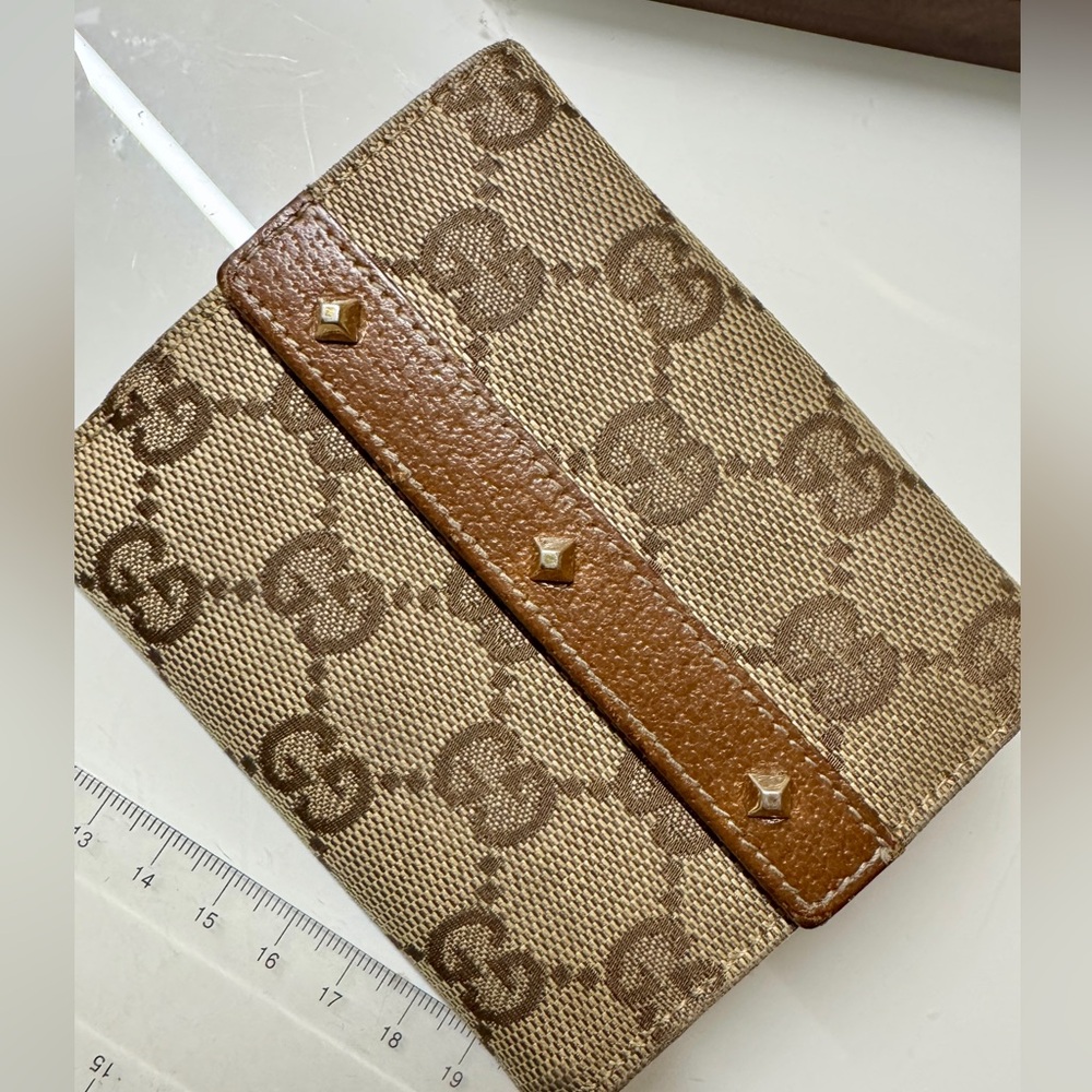 Vintage Gucci Tan and Brown Monogram canvas Wallet